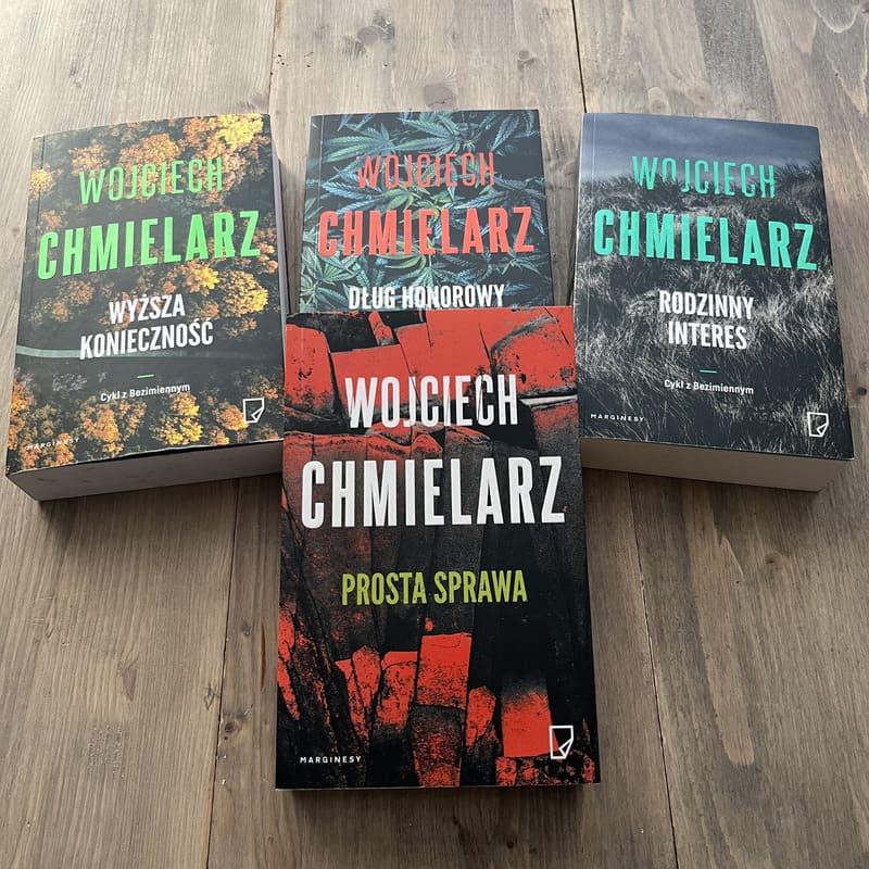 Okładki książek Wojciecha Chmielarza